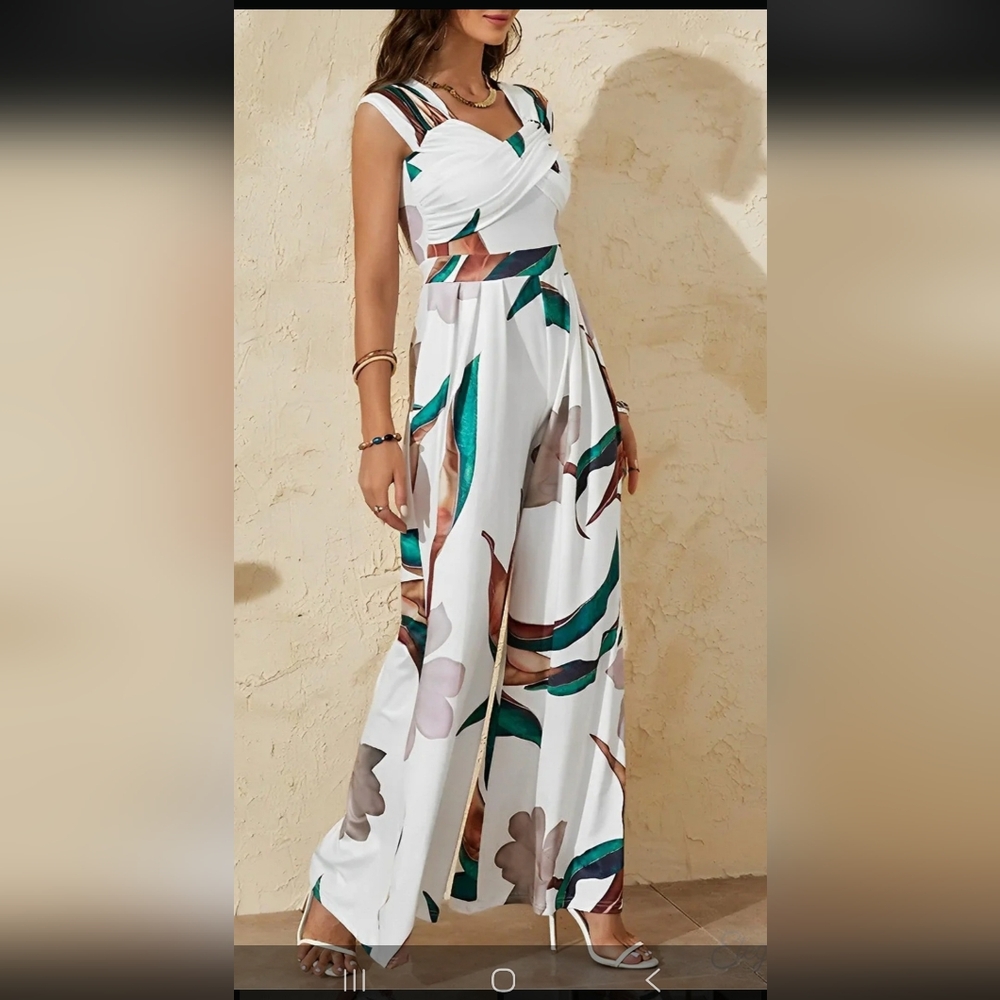 Chic White Tropical Jumpsuit